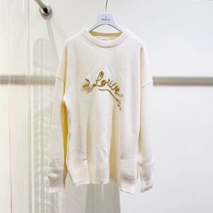 🚩steal authentic Loewe Cream Sweatshirt with Gold Detail